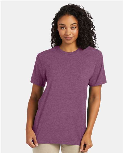Hanes 4980 Purple Rain Heather — on model front