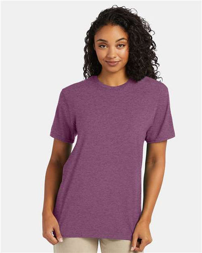 Hanes 4980 Purple Rain Heather — on model front