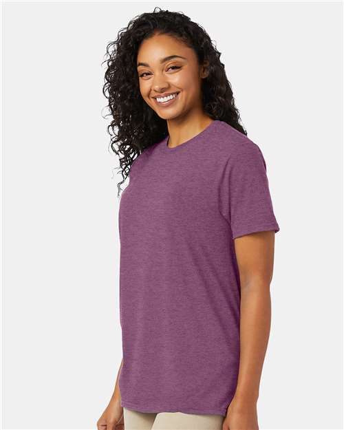 Hanes 4980 Purple Rain Heather — on model side