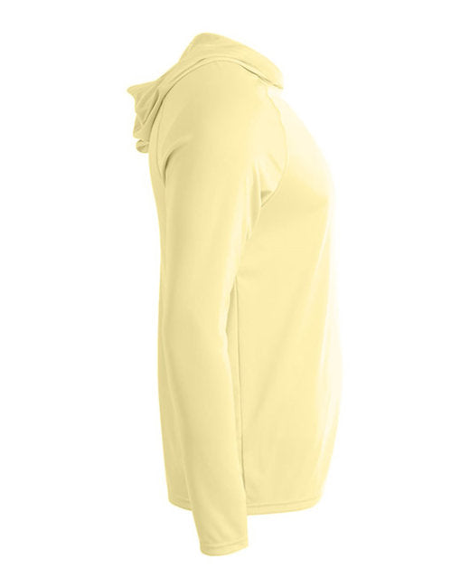 A4 Unisex Cooling Long Sleeve Hooded Tee - Light Yellow