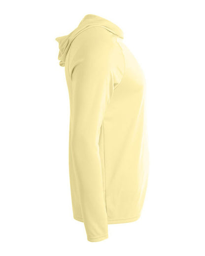 A4 Unisex Cooling Long Sleeve Hooded Tee - Light Yellow