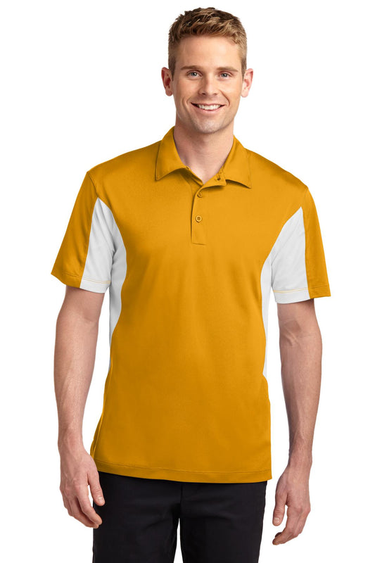Men's Side Blocked Micropique Sport-Wick Polo - Gold / White