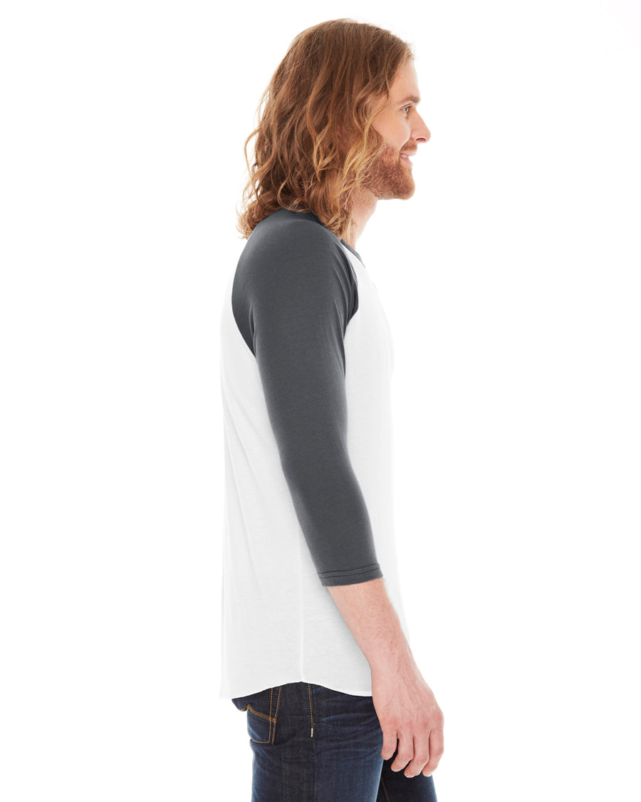 Unisex Poly-Cotton 3/4-Sleeve Raglan T-Shirt - White / Asphalt