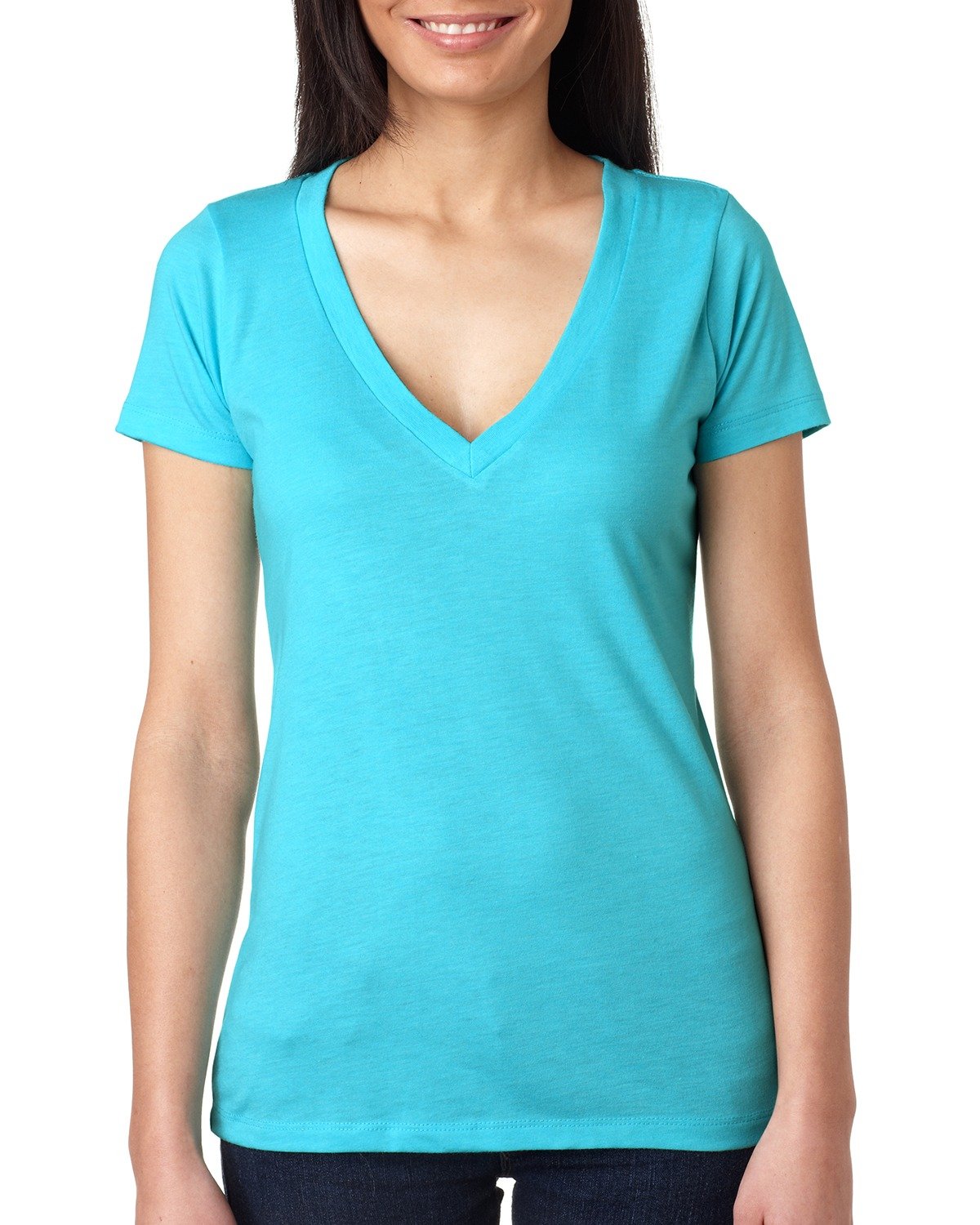 Women's Triblend Deep V - Tahiti Blue