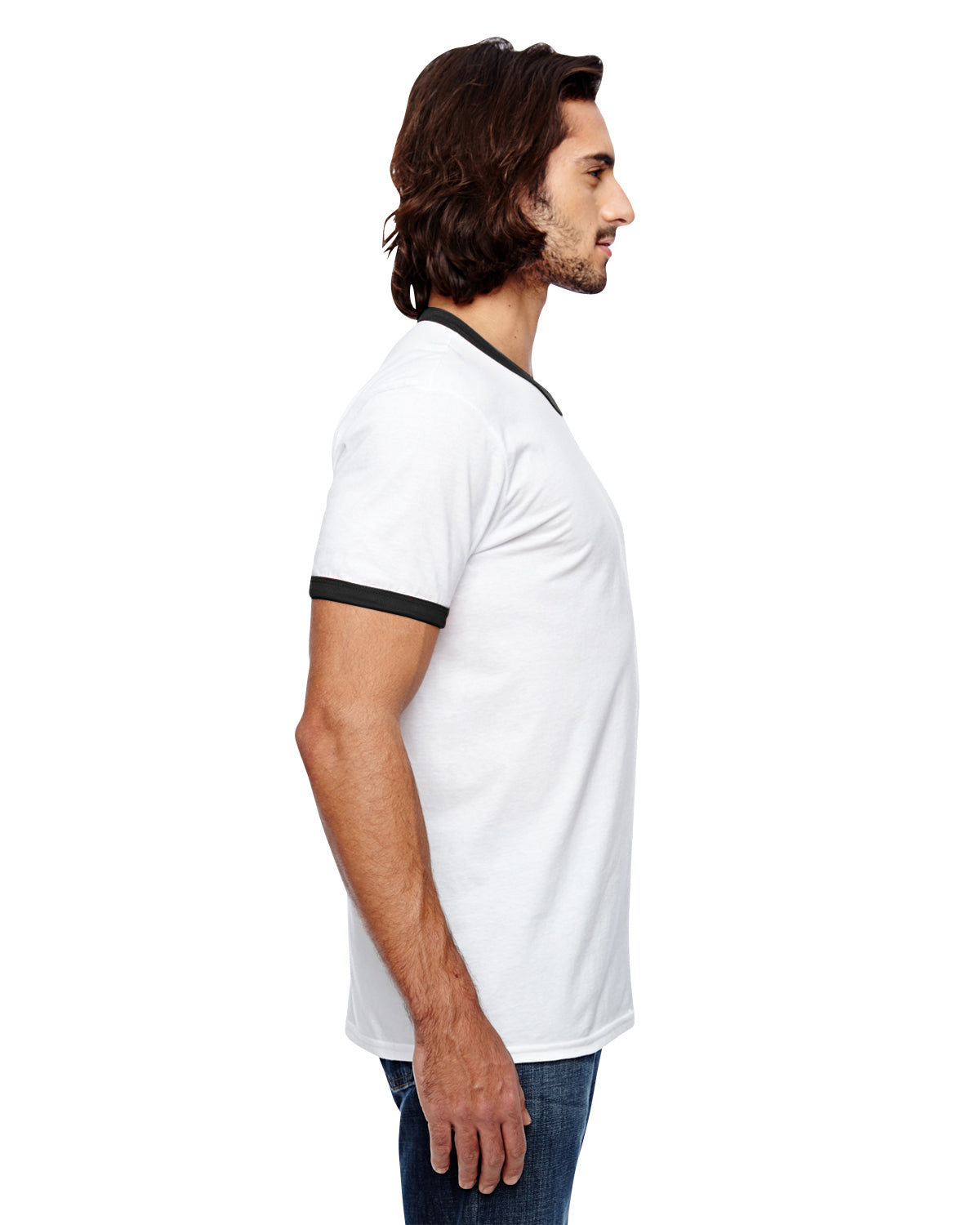 Unisex Lightweight Ringer T-Shirt - White Black