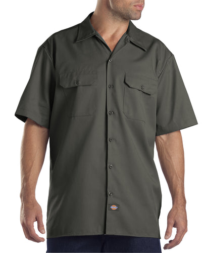 Unisex Short-Sleeve Work Shirt - Olive Green