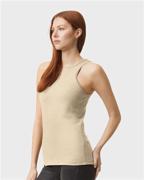 American Apparel 101CVC Heather Bone — on model side