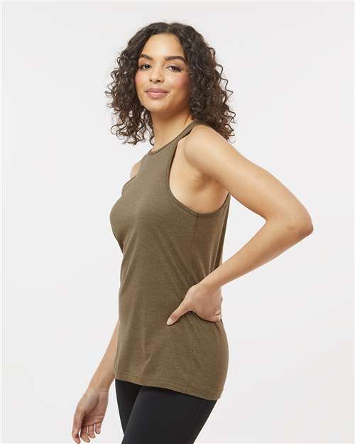 American Apparel 101CVC Heather Army — on model side