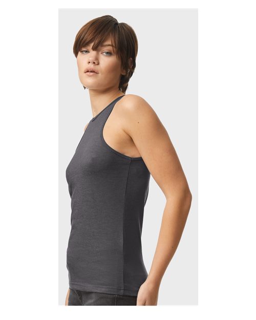 American Apparel 101CVC Heather Charcoal — on model side