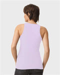 American Apparel 101CVC Heather Lilac — on model back