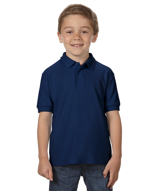 Youth Double Piqué Polo - Navy