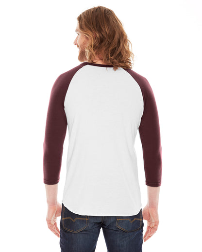 Unisex Poly-Cotton 3/4-Sleeve Raglan T-Shirt - White / Truffle