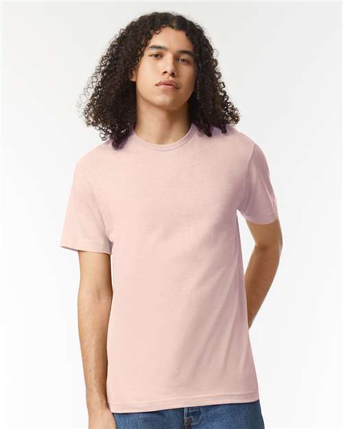 American Apparel 2001CVC Heather Blush — on model front