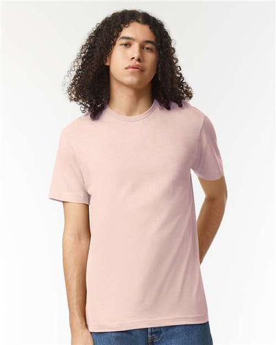 American Apparel 2001CVC Heather Blush — on model front