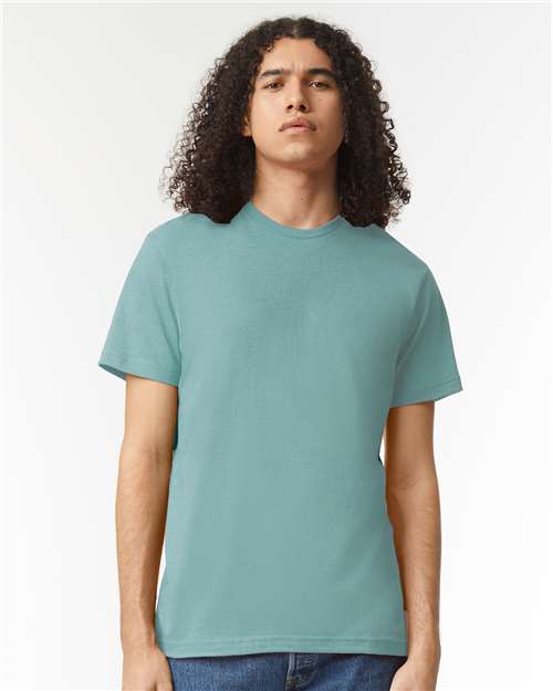 American Apparel 2001CVC Heather Arctic — on model front