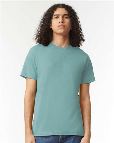 American Apparel 2001CVC Heather Arctic — on model front