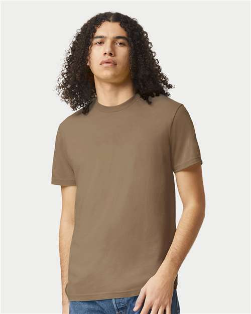 American Apparel 2001CVC Heather Army — on model front