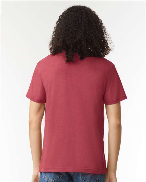 American Apparel 2001CVC Heather Cardinal — on model back