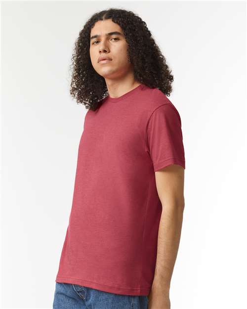 American Apparel 2001CVC Heather Cardinal — on model side
