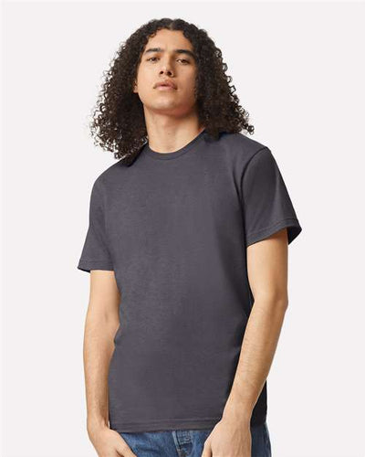American Apparel 2001CVC Heather Charcoal — on model front