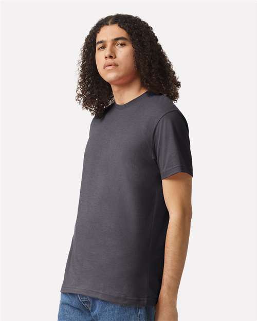 American Apparel 2001CVC Heather Charcoal — on model side