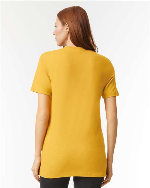 American Apparel 2001CVC Heather Mustard — on model back
