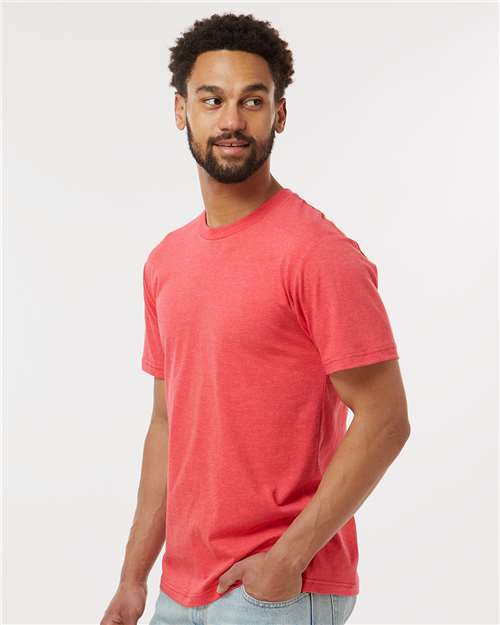 American Apparel 2001CVC Heather Red — on model side