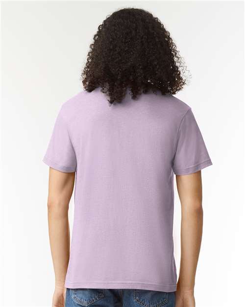 American Apparel 2001CVC Heather Lilac — on model back