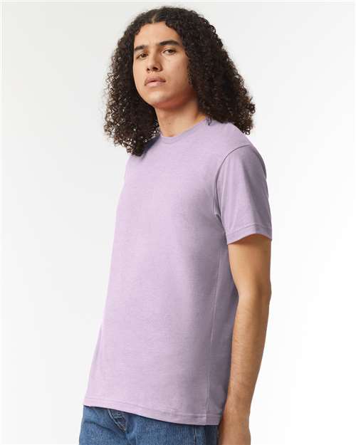 American Apparel 2001CVC Heather Lilac — on model side