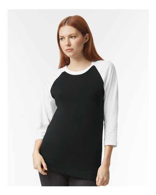 American Apparel 2003CVC Black/ White — on model front
