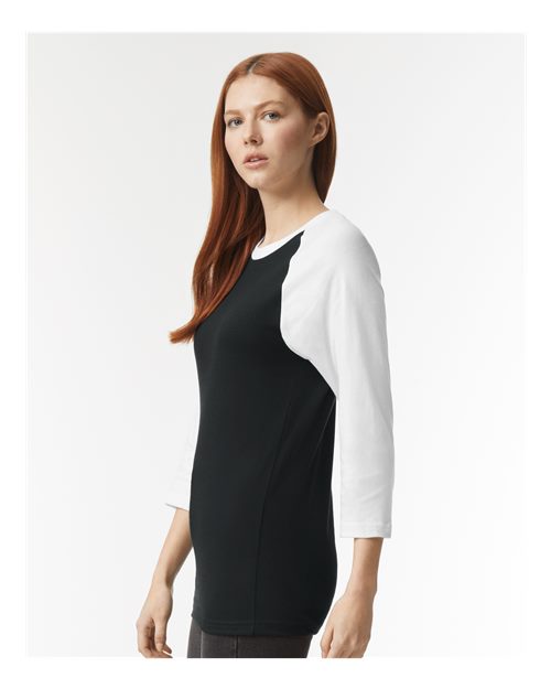 American Apparel 2003CVC Black/ White — on model side