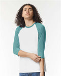 American Apparel 2003CVC White/Heather Arctic — on model front