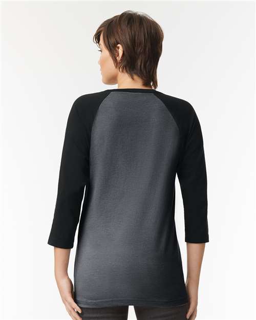 American Apparel 2003CVC Heather Charcoal/ Black — on model back