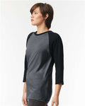 American Apparel 2003CVC Heather Charcoal/ Black — on model side