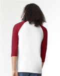 American Apparel 2003CVC White/ Heather Cardinal — on model back