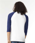 American Apparel 2003CVC White/ Heather Indigo — on model back