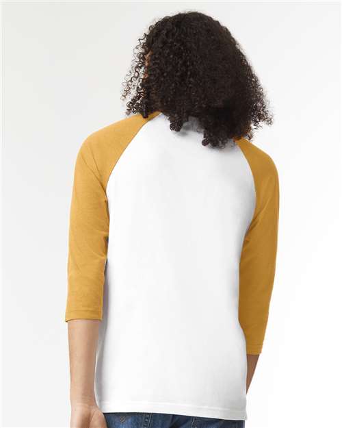 American Apparel 2003CVC White/ Heather Mustard — on model back