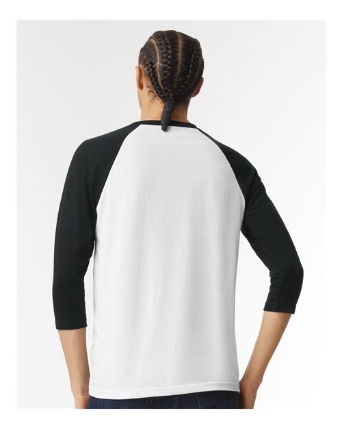 American Apparel 2003CVC White/ Black — on model back