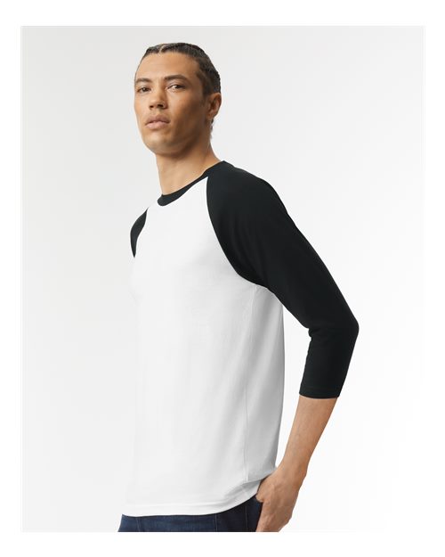 American Apparel 2003CVC White/ Black — on model side