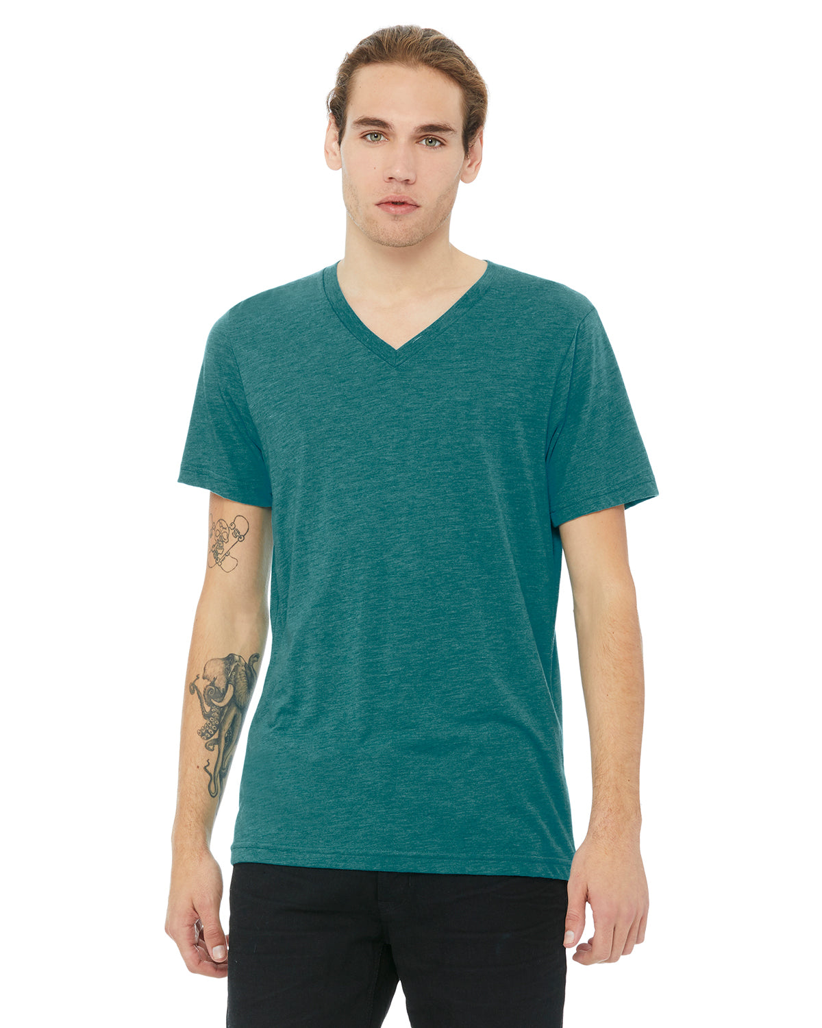 Unisex Triblend V-Neck T-Shirt - Teal Triblend