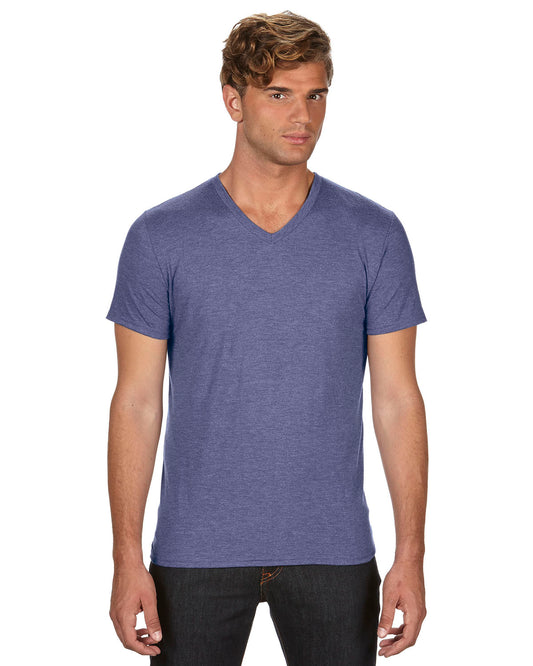 Unisex Triblend V-Neck T-Shirt - Heather Blue
