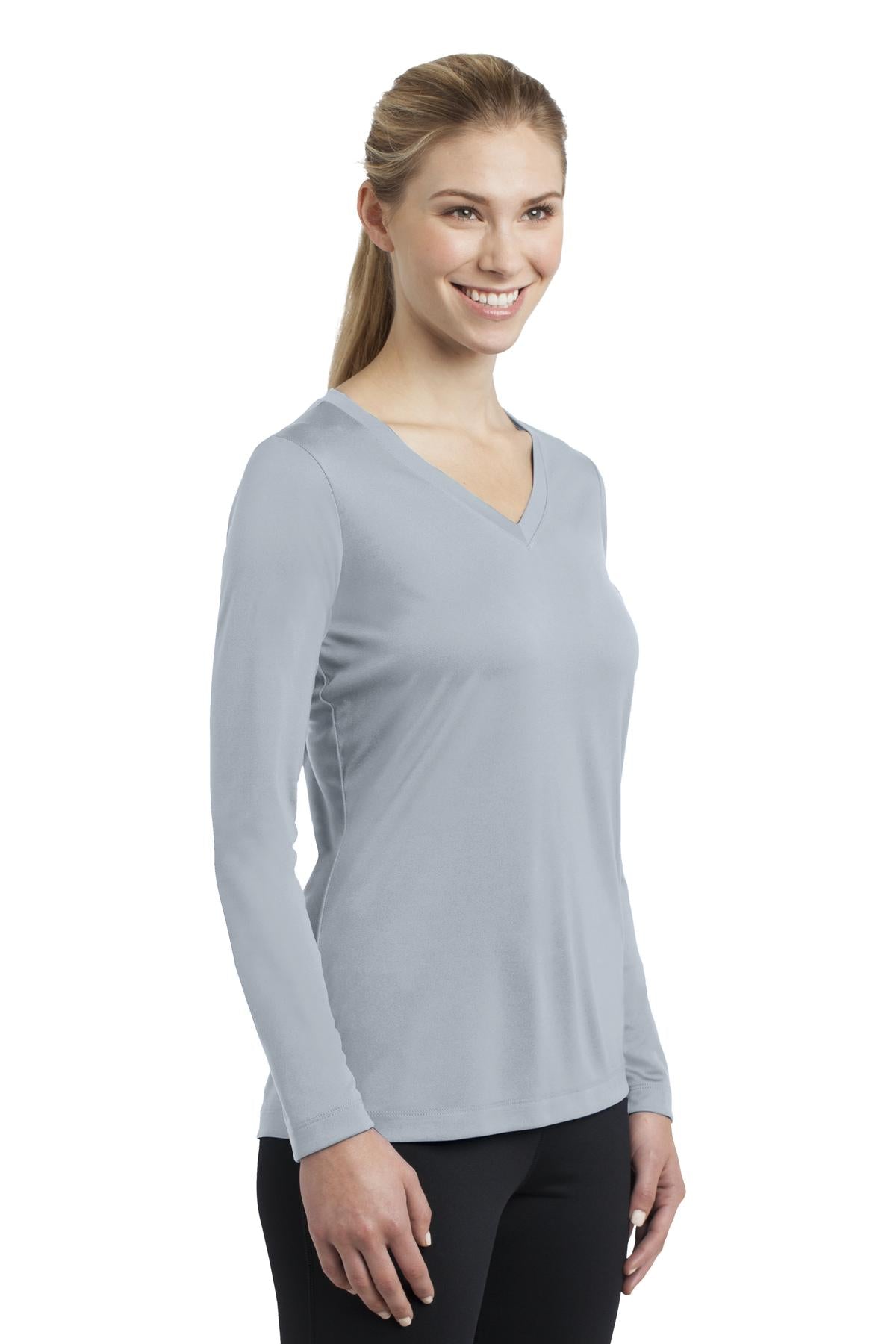 Women's Long Sleeve PosiCharge Competitor V-Neck Tee - Silver
