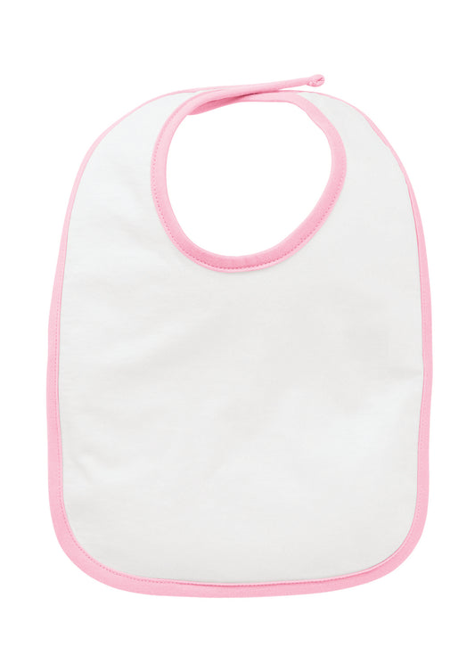 Infant Jersey Contrast Trim Velcro™ Bib - White / Pink