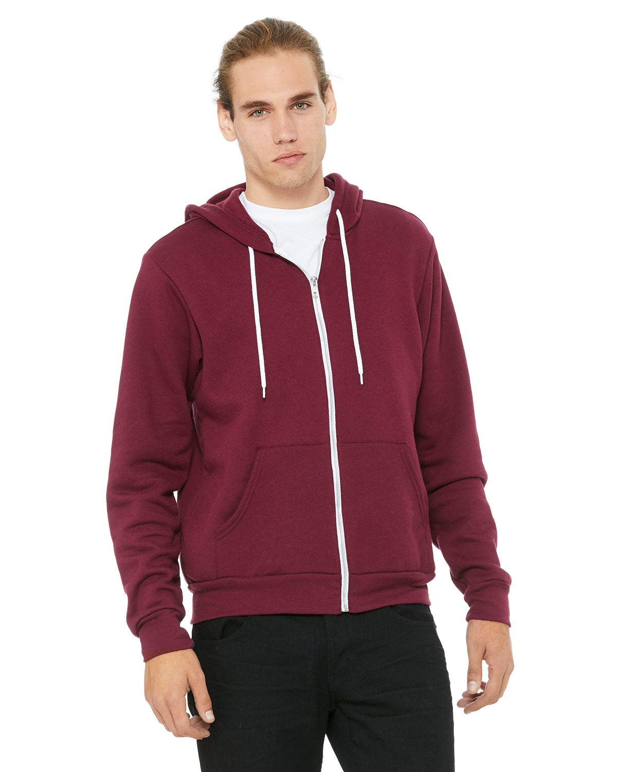 Unisex Poly-Cotton Sponge Fleece Full-Zip Hoodie - Maroon