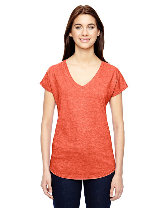 Women's Triblend V-Neck T-Shirt - Heather Orange