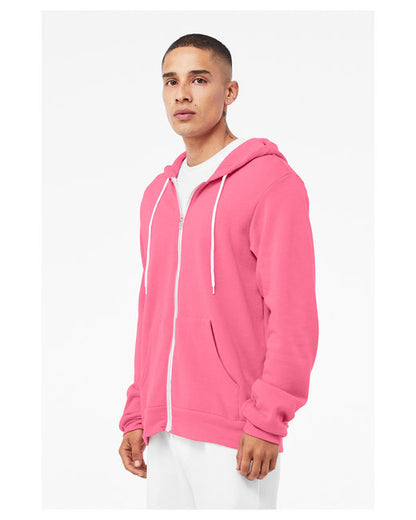 Unisex Poly-Cotton Sponge Fleece Full-Zip Hoodie - Heather Charity Pink