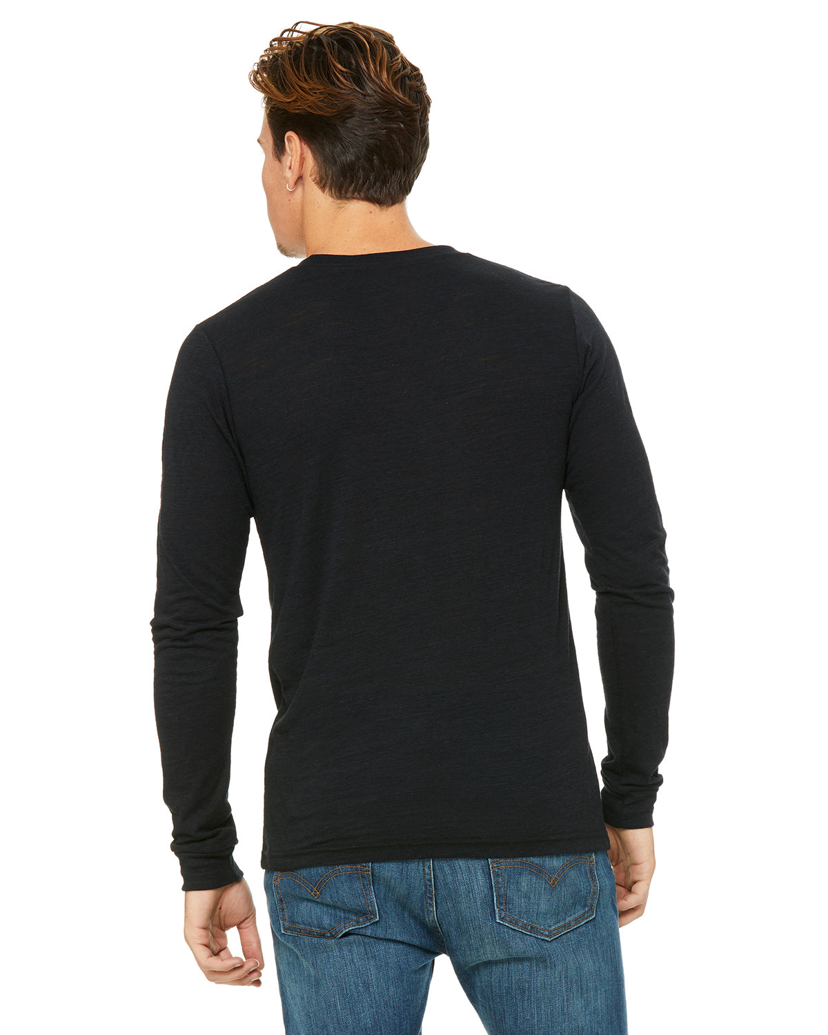 Unisex Jersey Long-Sleeve T-Shirt - Solid Black Slub