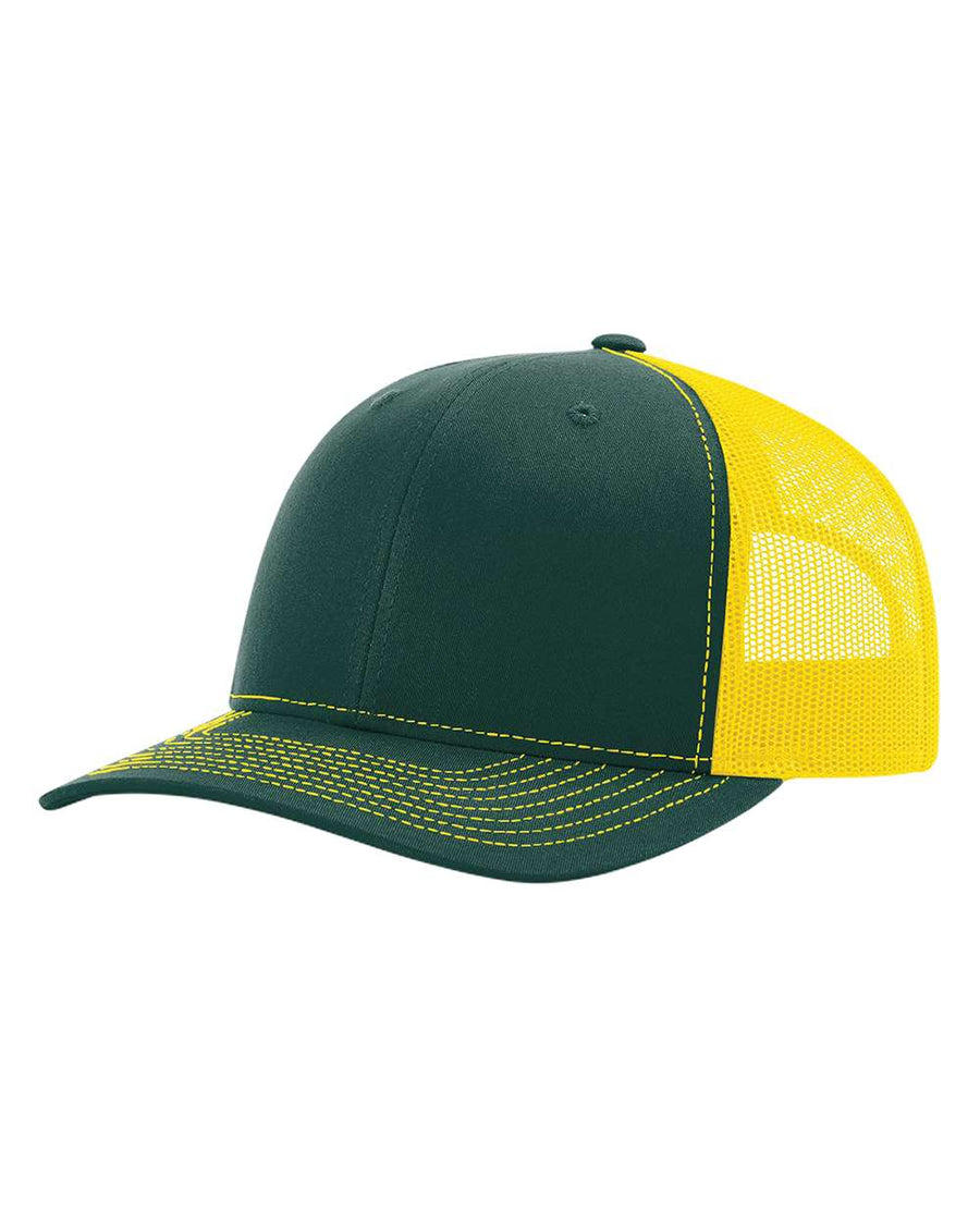 Snapback Trucker Cap - Dark Green / Yellow