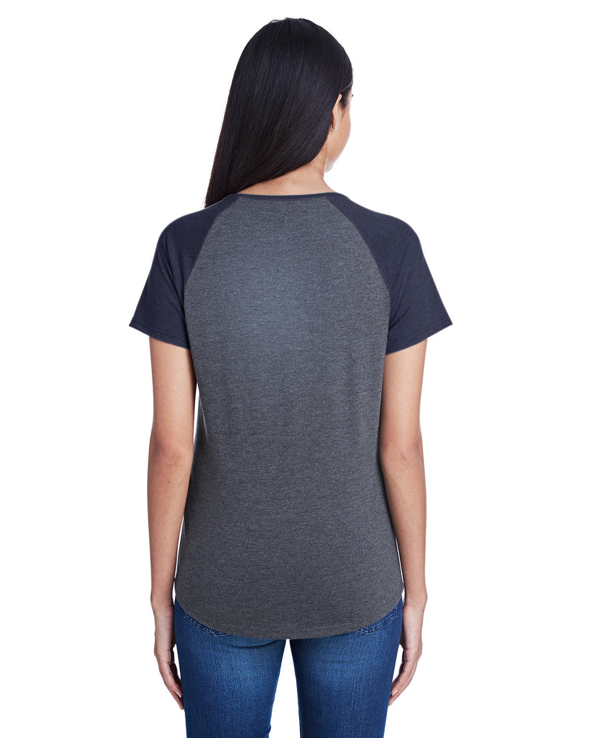 Women's Tri-Blend Raglan T-Shirt - Heather Gray / Heather Navy