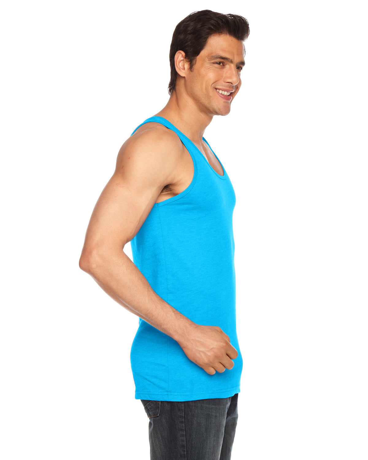 Unisex Poly-Cotton Tank - Neon Heather Blue